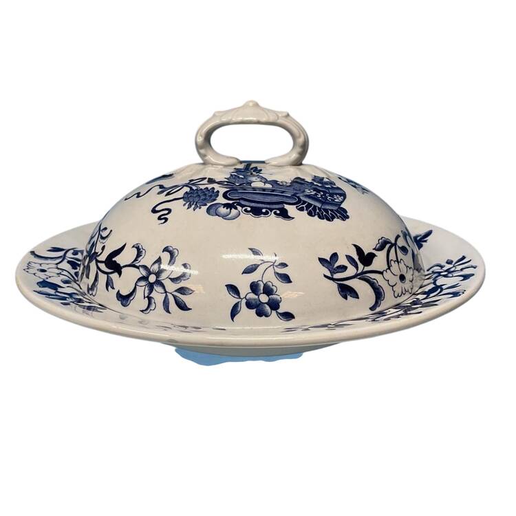 Blue Bowpot All Blue (Fine Newstone) Muffin Dish & Lid