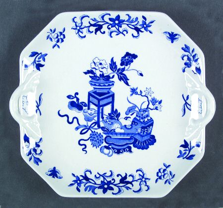 Blue Bowpot All Blue (Fine Newstone) Square Handled Cake Plate