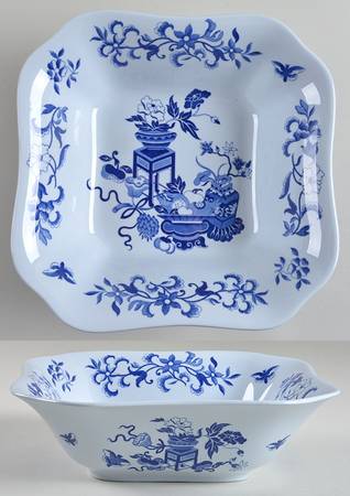 Blue Bowpot All Blue (Fine Newstone) 9" Square Vegetable Bowl