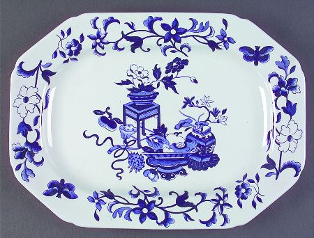 Blue Bowpot All Blue (Fine Newstone) 12" Oval Serving Platter