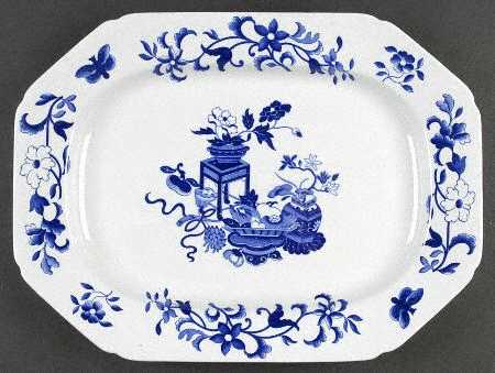 Blue Bowpot All Blue (Fine Newstone) 14" Oval Serving Platter