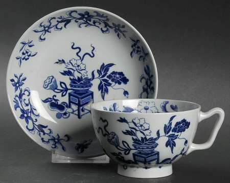 Blue Bowpot All Blue (Fine Newstone) Canton Shape Footed Cup & Saucer Set