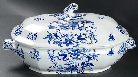 Blue Bowpot All Blue (Fine Newstone) Oval Covered Vegetable
