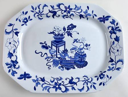 Blue Bowpot All Blue (Fine Newstone) 16" Oval Serving Platter
