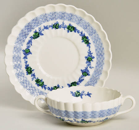 Blue Belle Flat Cream Soup Bowl & Saucer Set