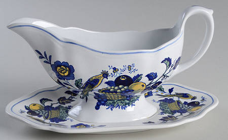 Blue Bird (Fine Stone) Gravy Boat & Underplate
