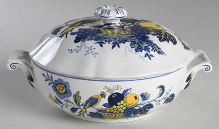Blue Bird (Fine Stone) Round Covered Vegetable