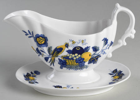 Blue Bird (Fine Stone) Gravy Boat with Attached Underplate