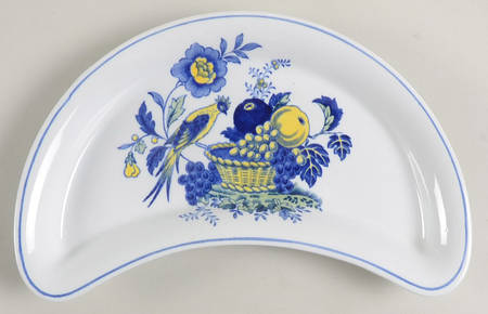 Blue Bird (Fine Stone) Crescent Salad Plate