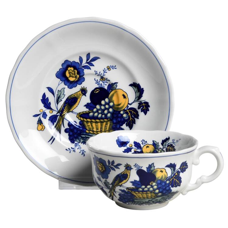Blue Bird (Fine Stone) Flat Cup & Saucer Set