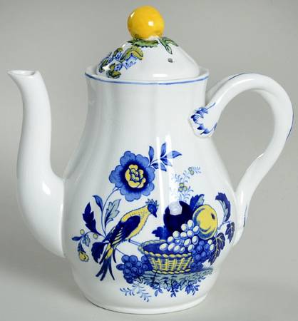 Blue Bird (Fine Stone) Mini Coffee Pot & Lid