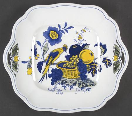 Blue Bird (Fine Stone) Square Handled Cake Plate