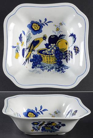 Blue Bird (Fine Stone) 8" Square Vegetable Bowl