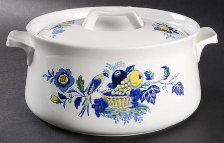 Blue Bird (Fine Stone) 2 Qt Round Covered Casserole