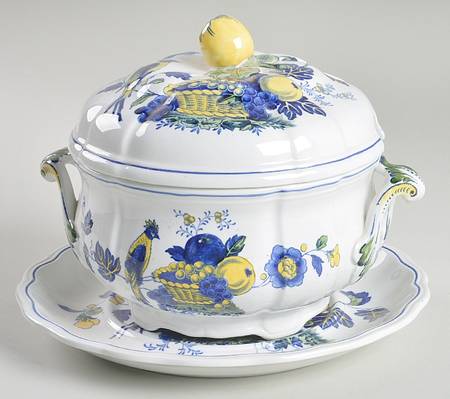 Blue Bird (Fine Stone) Sauce Boat & Lid with Underplate