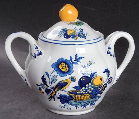 Blue Bird (Fine Stone) Sugar Bowl & Lid