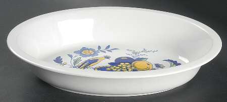 Blue Bird (Fine Stone) 12" Oval Vegetable Bowl