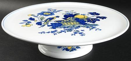 Blue Bird (Fine Stone) 12" Diameter Pedestal Cake Stand