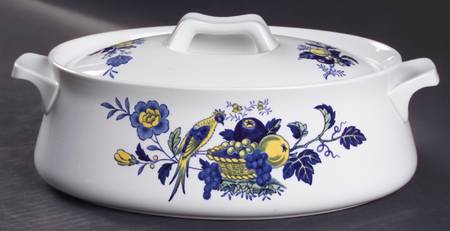 Blue Bird (Fine Stone) 1.5 Quart Oval Covered Casserole