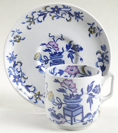 Blue Bowpot Multicolor Flat Demitasse Cup & Saucer Set