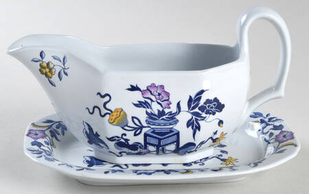 Blue Bowpot Multicolor Gravy Boat & Underplate