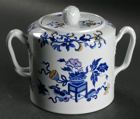Blue Bowpot Multicolor Sugar Bowl & Lid
