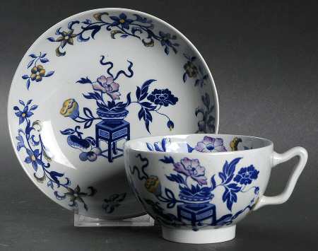 Blue Bowpot Multicolor Canton Shape Footed Cup & Saucer Set