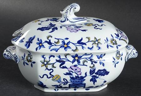 Blue Bowpot Multicolor Sauce Boat & Lid