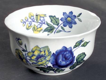 Blue Flowers Cranberry Bowl