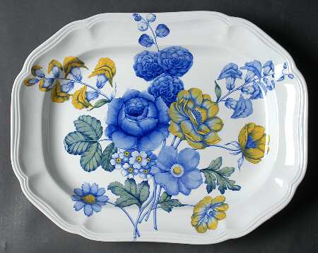 Blue Flowers 14" Oval Serving Platter