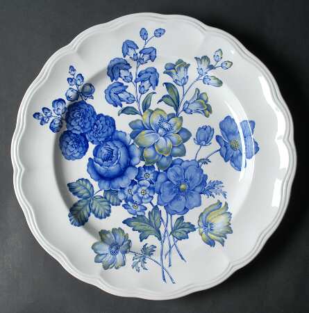 Blue Flowers 13" Chop Plate (Round Platter)