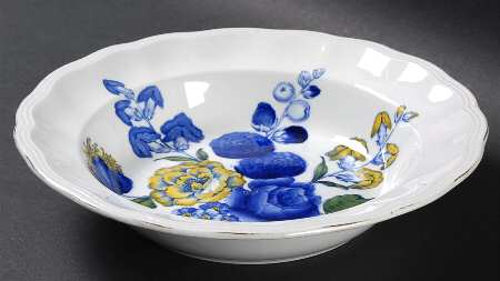 Blue Flowers Rim Soup Bowl