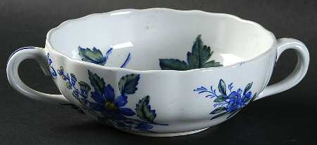 Blue Flowers Flat Cream Soup Bowl