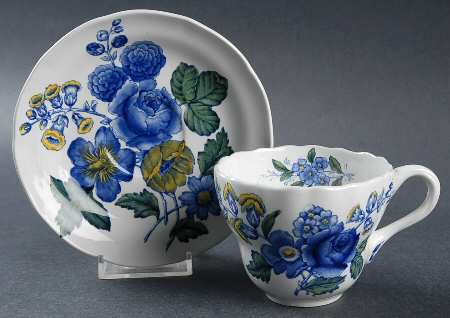 Blue Flowers Flat Cup & Saucer Set