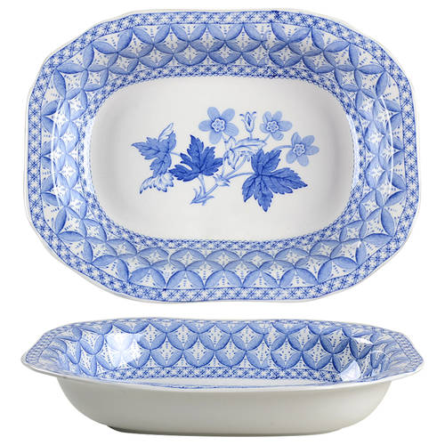 Blue Geranium 9" Rectangular Vegetable Bowl