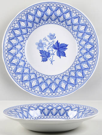 Blue Geranium Large Rim Soup Bowl