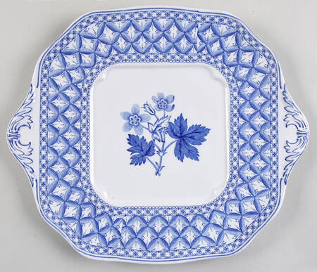 Blue Geranium Square Handled Cake Plate