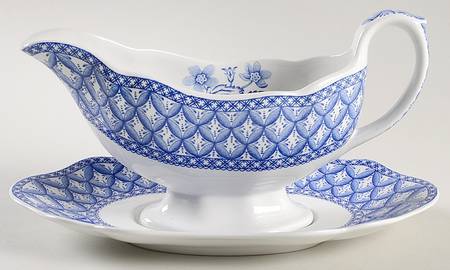 Blue Geranium Gravy Boat & Underplate