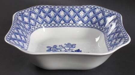 Blue Geranium 9" Square Salad Serving Bowl