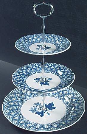 Blue Geranium 13 7/8"-14 1/4" 3-Tiered Serving Tray(DP,SP,BB) HC