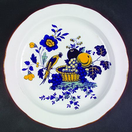 Blue Harvest Blue Bird (Gold Trim) 12" Chop Plate (Round Platter)