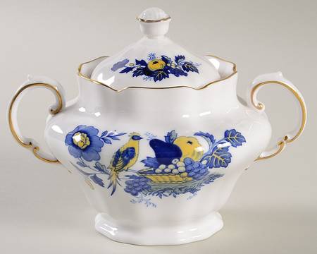 Blue Harvest Blue Bird (Gold Trim) Sugar Bowl & Lid