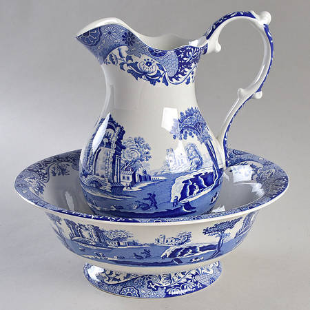 Blue Italian 48 Oz Pitcher and Bowl Set