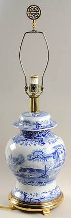 Blue Italian Electric Temple Jar Lamp No Shade