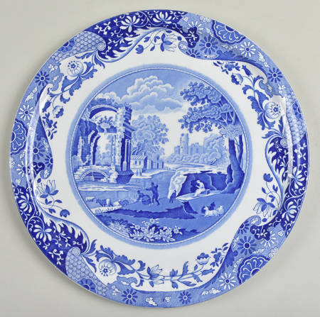 Blue Italian Round Cheese Dish No Lid