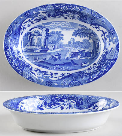 Blue Italian 9" Oval Baker