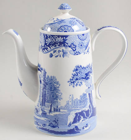 Blue Italian Ascot Shape Coffee Pot & Lid