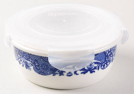 Blue Italian 5" Round Food Storage Container & Plastic Lid