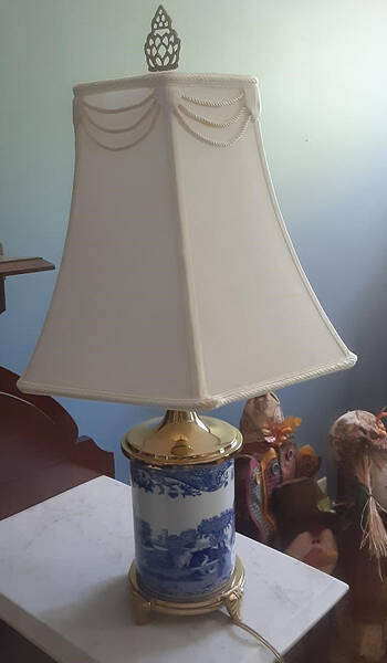 Blue Italian Canister Lamp & Shade