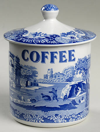 Blue Italian Coffee Canister & Lid